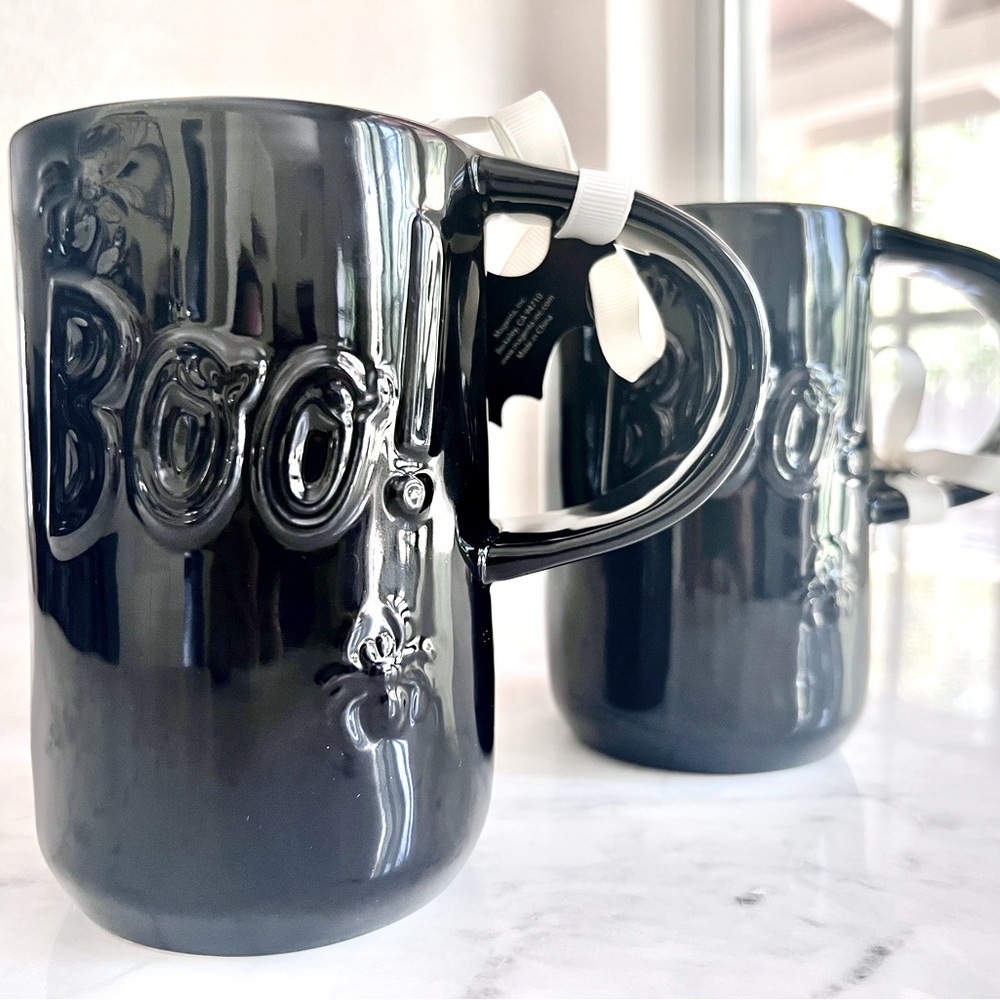 Rae Dunn Tall Black Boo Mugs